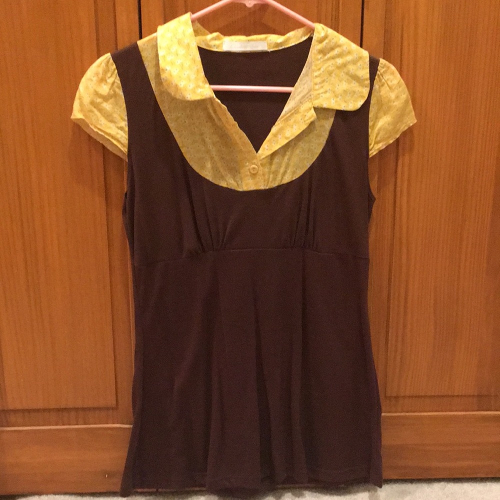 Super cute brown & yellow top from Charlotte Russe